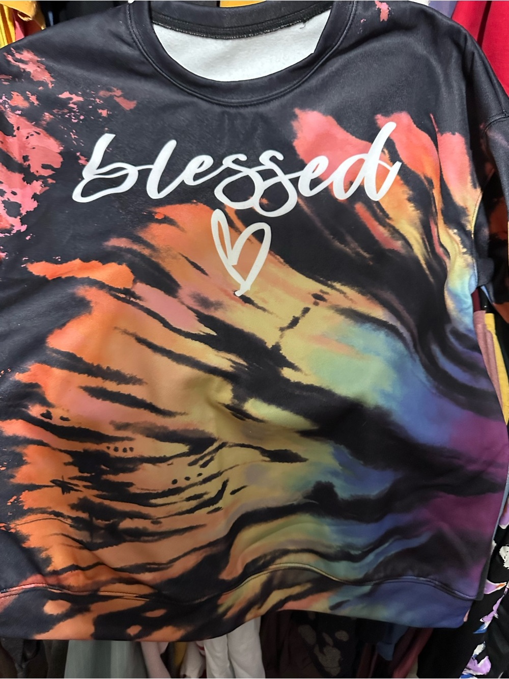 Blessed Tie-Dye Black Rainbow Pullover Sweatshirt